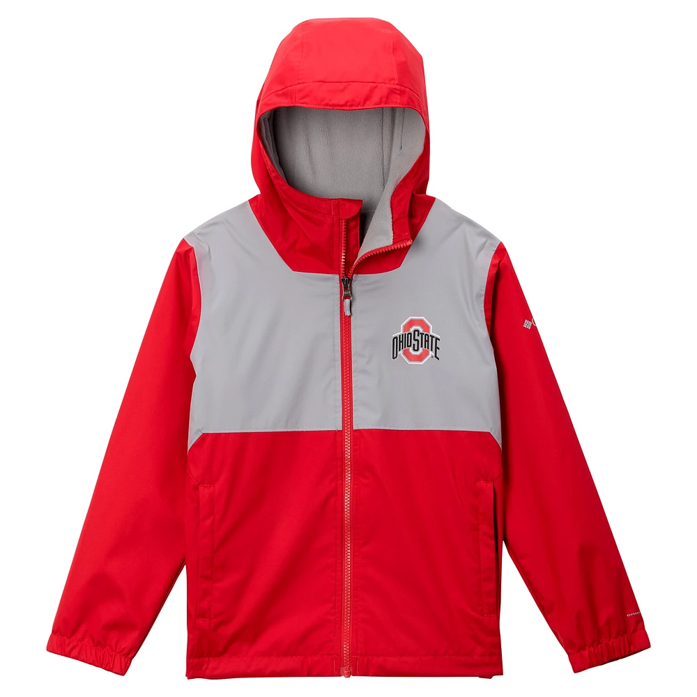 Youth Columbia Scarlet Ohio State Buckeyes Rainy Fields Lined Omni-Tech Full-Zip Hoodie Jacket