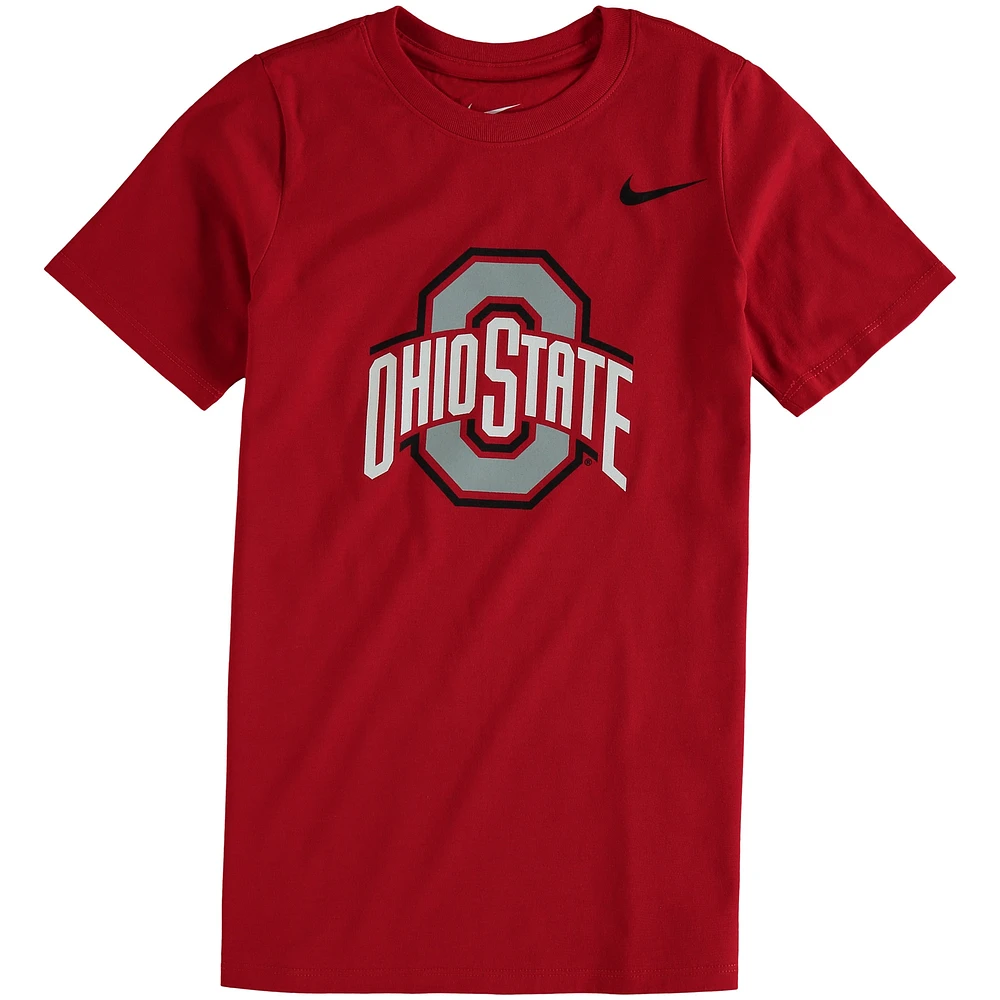 T-shirt à logo en coton Nike Scarlet Ohio State Buckeyes pour jeune