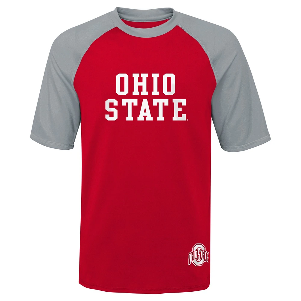 T-shirt à manches raglan Mecca Dunes Rash Guard Scarlet Ohio State Buckeyes pour jeune