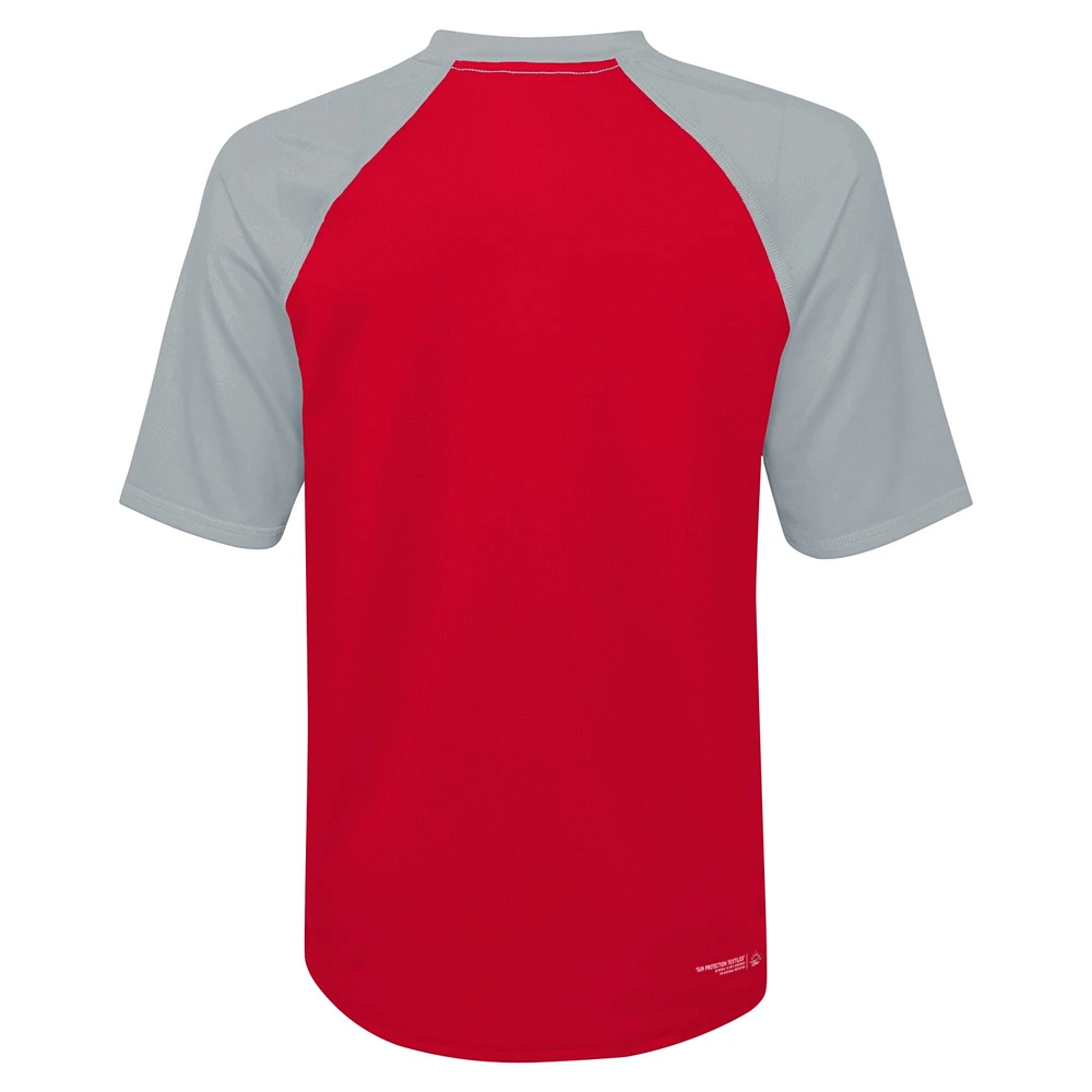 T-shirt à manches raglan Mecca Dunes Rash Guard Scarlet Ohio State Buckeyes pour jeune