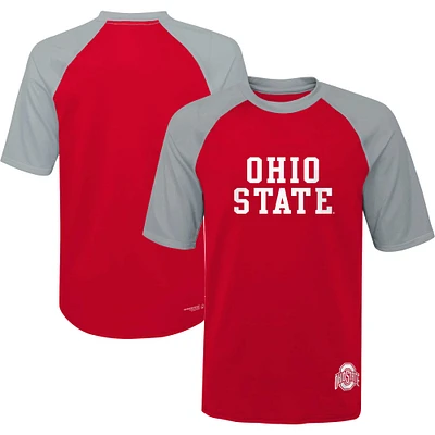 T-shirt à manches raglan Mecca Dunes Rash Guard Scarlet Ohio State Buckeyes pour jeune