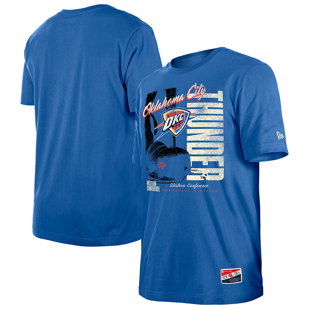 Men's New Era Blue Oklahoma City Thunder Distressed Throwback Vintage Color Pack T-Shirt