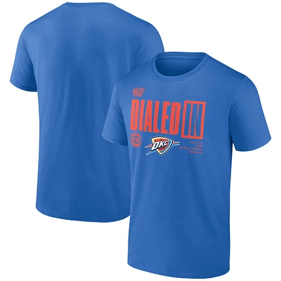 T-shirt bleu fanatique pour homme, champion de la division Nord-Ouest 2025 du Thunder d'Oklahoma City, vestiaire
