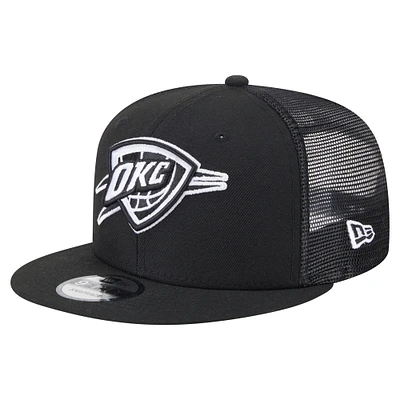 Men's New Era Black Oklahoma City Thunder 9FIFTY Snapback Trucker Hat
