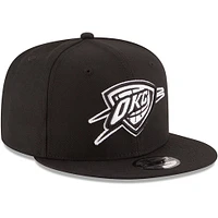 Men's New Era Black Oklahoma City Thunder Black & White Logo 9FIFTY Adjustable Snapback Hat