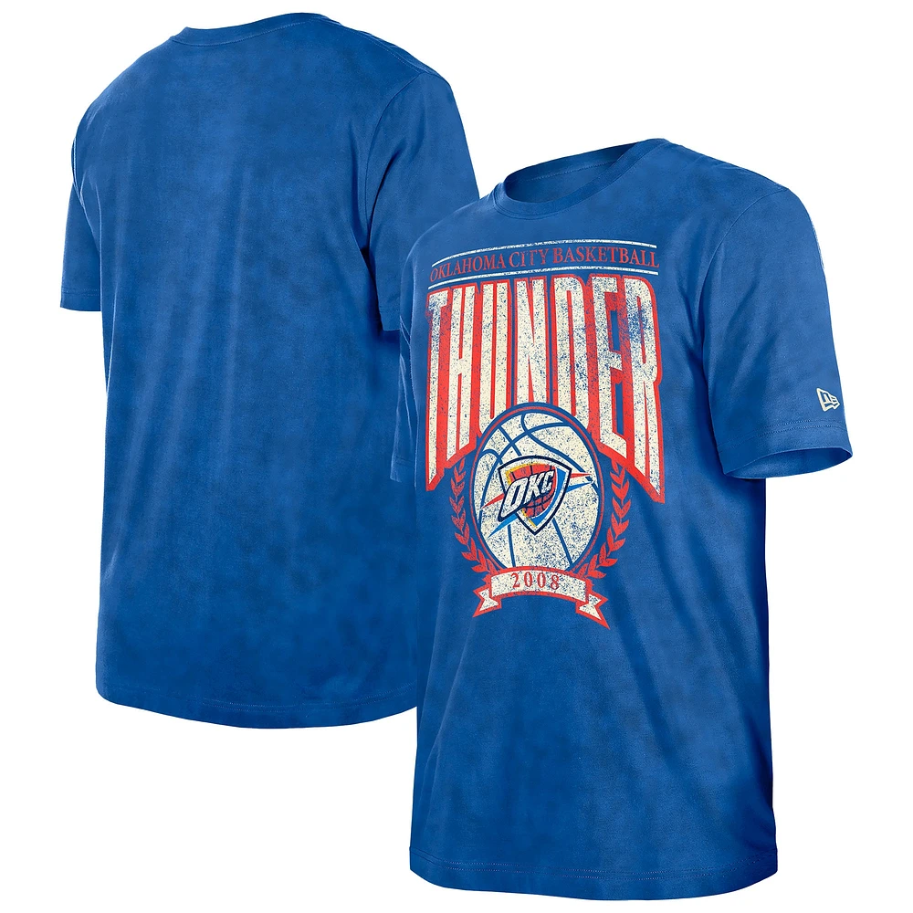 Men's New Era Blue Oklahoma City Thunder Throwback Vintage Boxy Mineral Wash T-Shirt