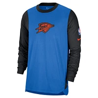 Men's Nike Blue/Black Oklahoma City Thunder 2024/25 Edition Authentic Pregame Performance Long Sleeve Shooting T-Shirt