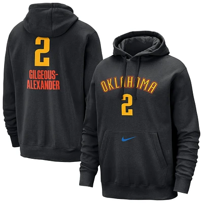 Sweat à capuche Nike Shai Gilgeous-Alexander pour homme, édition City Thunder Oklahoma 2024/25, noir, avec nom et numéro