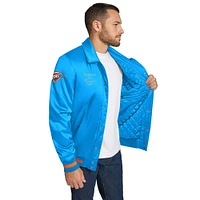 Men's Tommy Jeans Blue Oklahoma City Thunder Jacob Chain Stitch Applique Full-Snap Varsity Jacket