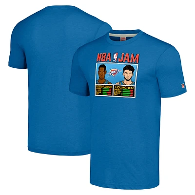Hommage unisexe Shai Gilgeous-Alexander et Chet Holmgren bleu Oklahoma City Thunder NBA Jam T-shirt triple mélange