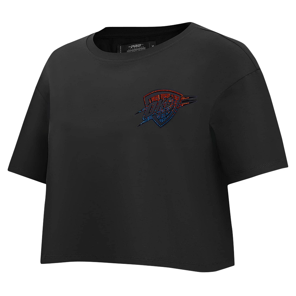 Women's Pro Standard Black Oklahoma City Thunder Jewels Boxy Cropped T-Shirt