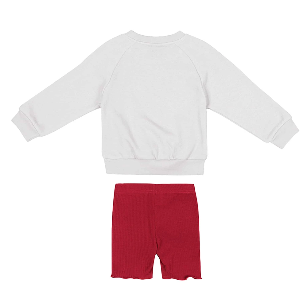 Ensemble sweat-shirt et short en polaire Beta pour filles Colosseum blanc/cramoisi Oklahoma Sooners