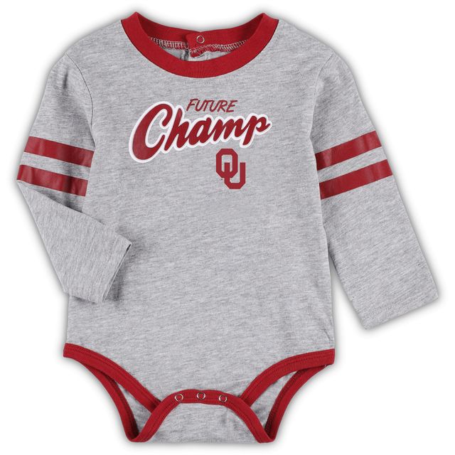 Ensemble body et pantalon de survêtement à manches longues Little Kicker Oklahoma Sooners gris chiné/cramoisi pour bébé