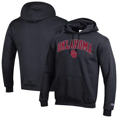 Sweat à capuche noir Champion pour homme avec logo Arch Over des Oklahoma Sooners