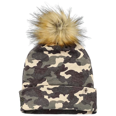 Bonnet en tricot à revers avec pompon pour homme, motif camouflage Top of the World des Oklahoma Sooners OHT, appréciation militaire