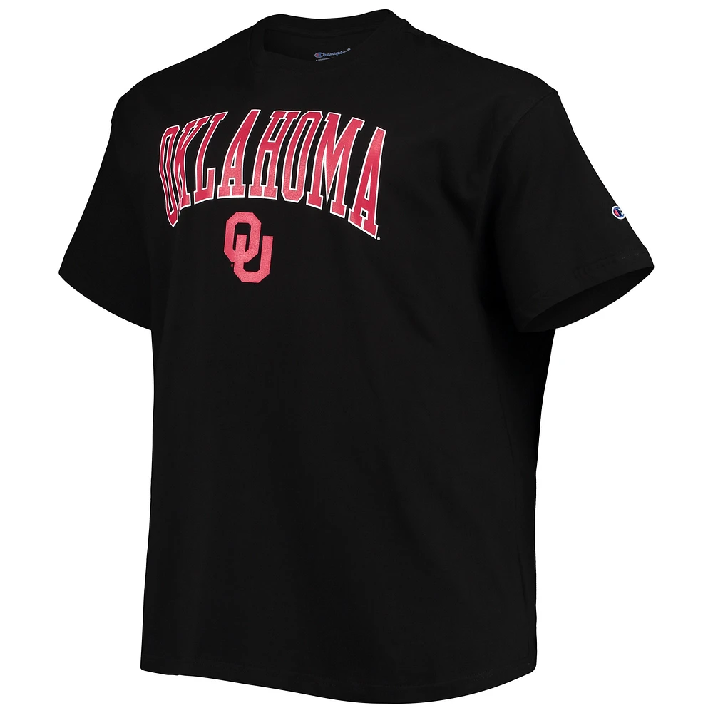 Men's Champion Black Oklahoma Sooners Big & Tall Arch Over Wordmark T-Shirt