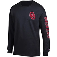 Men's Champion Black Oklahoma Sooners Team Stack Long Sleeve T-Shirt