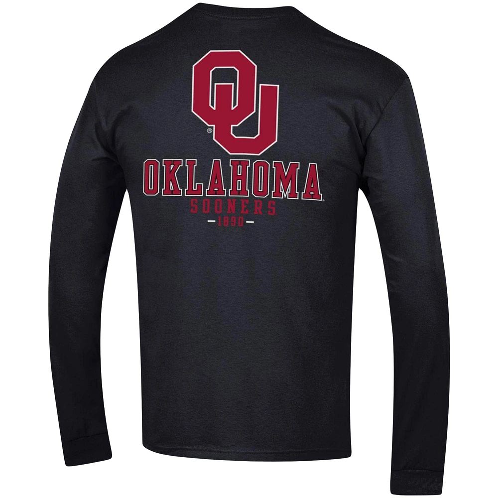 Men's Champion Black Oklahoma Sooners Team Stack Long Sleeve T-Shirt