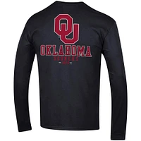 Men's Champion Black Oklahoma Sooners Team Stack Long Sleeve T-Shirt