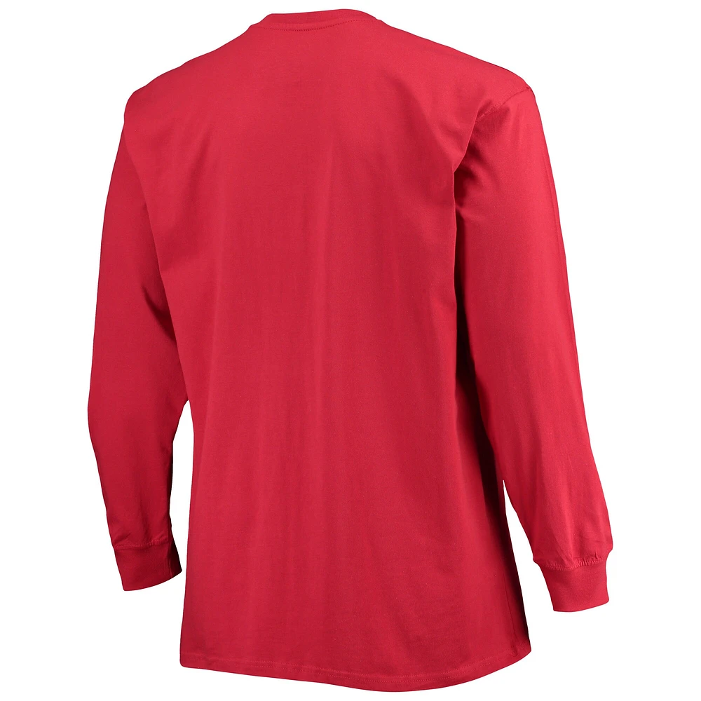 Men's Champion Crimson Oklahoma Sooners Big & Tall 2-Hit Long Sleeve T-Shirt