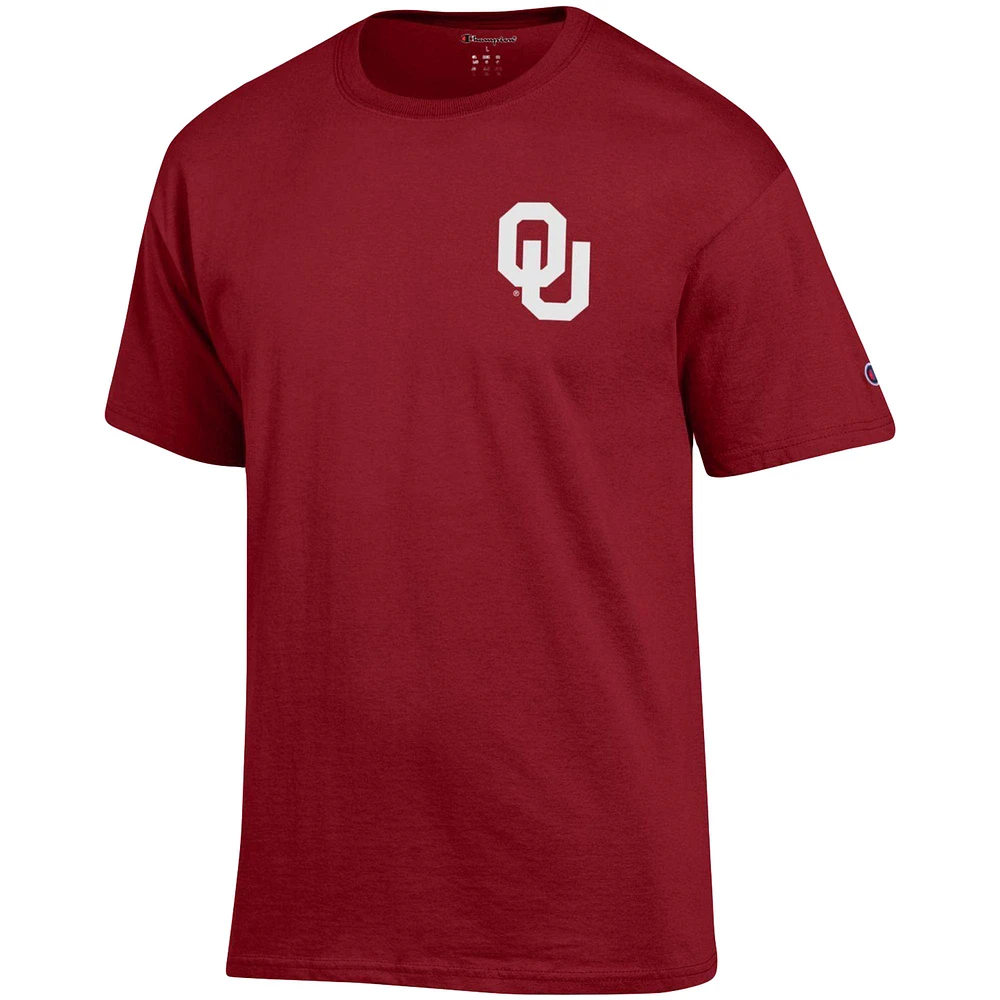 Men's Champion Crimson Oklahoma Sooners Stack 2-Hit T-Shirt