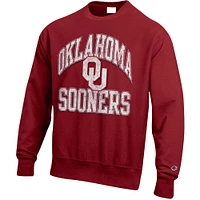 Men's Champion Crimson Oklahoma Sooners Vault Late Night Reverse Weave Pullover Sweatshirt
