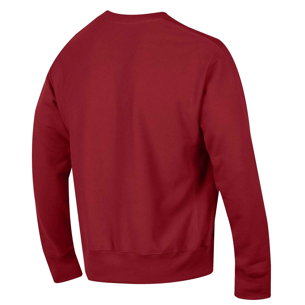 Men's Champion Crimson Oklahoma Sooners Vault Late Night Reverse Weave Pullover Sweatshirt