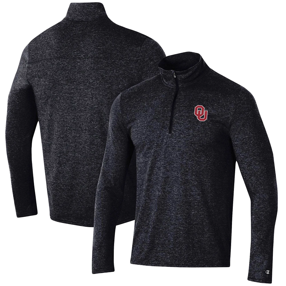 Men's Champion Heathered Black Oklahoma Sooners Field Day Team Quarter-Zip Jacket