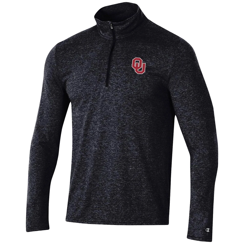 Men's Champion Heathered Black Oklahoma Sooners Field Day Team Quarter-Zip Jacket