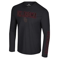 Men's Colosseum Black Oklahoma Sooners Color Pop Active Blend 2-Hit Long Sleeve T-Shirt