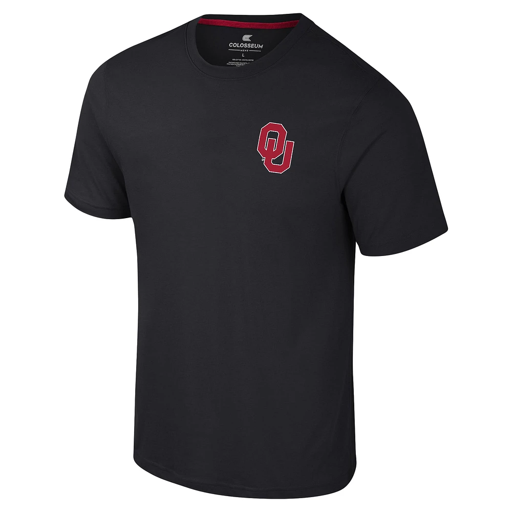 Men's Colosseum Black Oklahoma Sooners Logo Lockup 2-Hit Active Blend T-Shirt