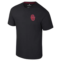 Men's Colosseum Black Oklahoma Sooners Logo Lockup 2-Hit Active Blend T-Shirt