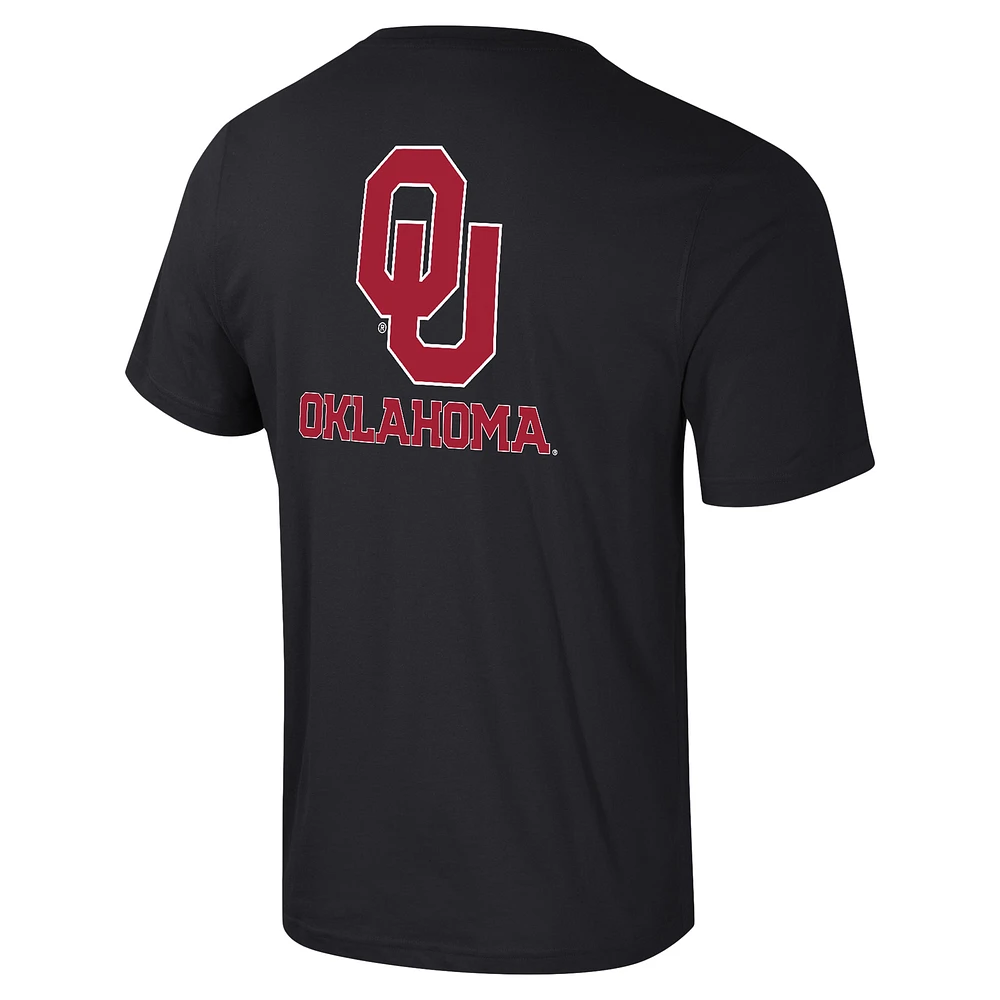 Men's Colosseum Black Oklahoma Sooners Logo Lockup 2-Hit Active Blend T-Shirt