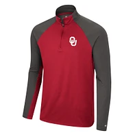 Men's Colosseum Crimson/Charcoal Oklahoma Sooners Two Yutes Raglan Quarter-Zip Windshirt