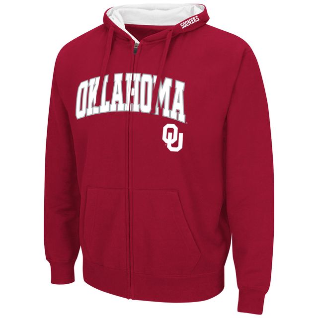 Sweat à capuche entièrement zippé Colosseum Crimson Oklahoma Sooners Arch & Team Logo 3.0 pour homme