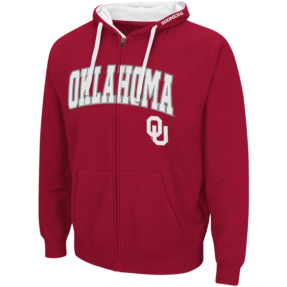 Men's Colosseum Crimson Oklahoma Sooners Big & Tall Full-Zip Hoodie