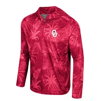 Men's Colosseum Crimson Oklahoma Sooners Palms Printed Lightweight Quarter-Zip Hooded Top
