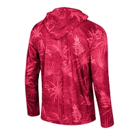 Men's Colosseum Crimson Oklahoma Sooners Palms Printed Lightweight Quarter-Zip Hooded Top