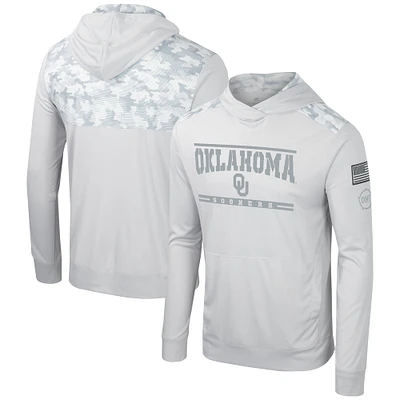 T-shirt à capuche manches longues pour hommes Colosseum Grey Oklahoma Sooners OHT Military Appréciation