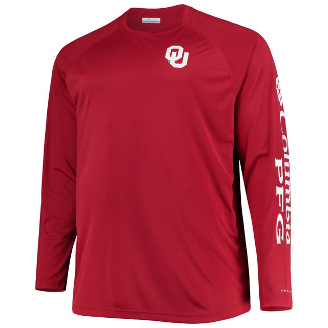 T-shirt à manches longues Columbia Crimson Oklahoma Sooners Big & Tall Terminal Tackle Raglan Omni-Shade pour homme
