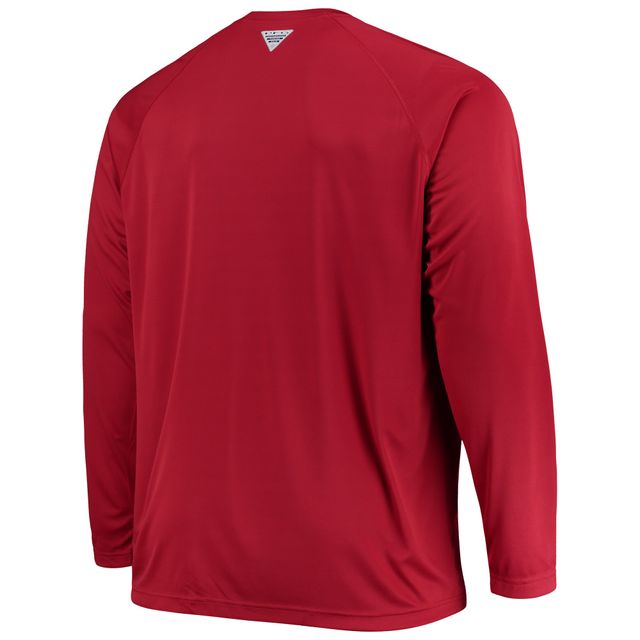 T-shirt à manches longues Columbia Crimson Oklahoma Sooners Big & Tall Terminal Tackle Raglan Omni-Shade pour homme