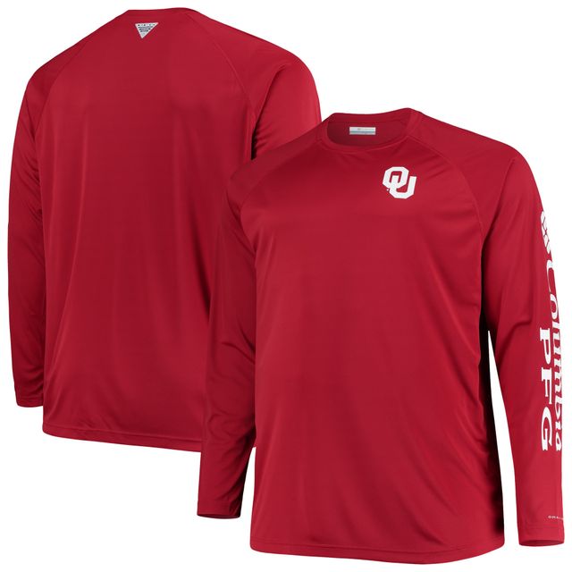T-shirt à manches longues Columbia Crimson Oklahoma Sooners Big & Tall Terminal Tackle Raglan Omni-Shade pour homme