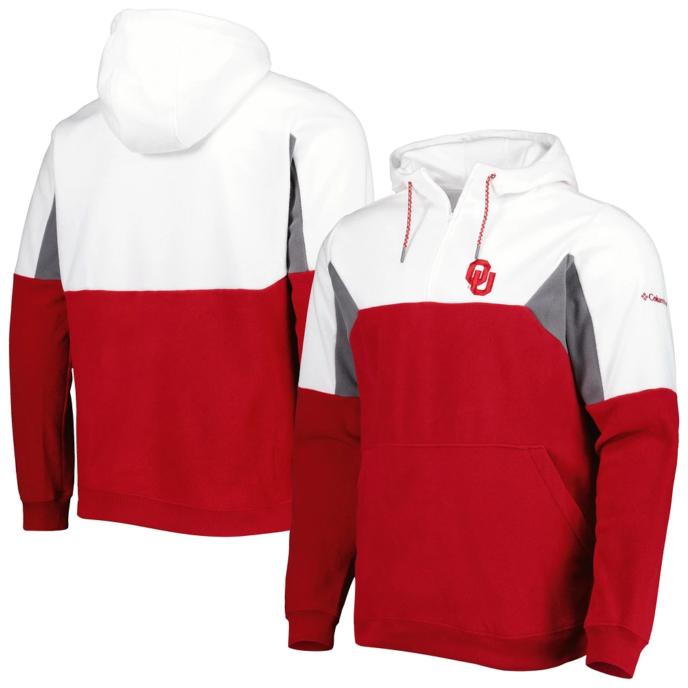 Men's Columbia Crimson Oklahoma Sooners Lodge Quarter-Zip Hoodie