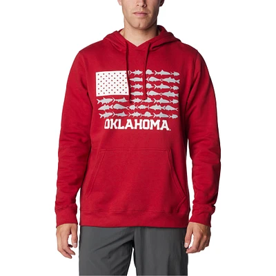 Sweat à capuche Columbia Crimson Oklahoma Sooners PFG Fish Flag II pour homme