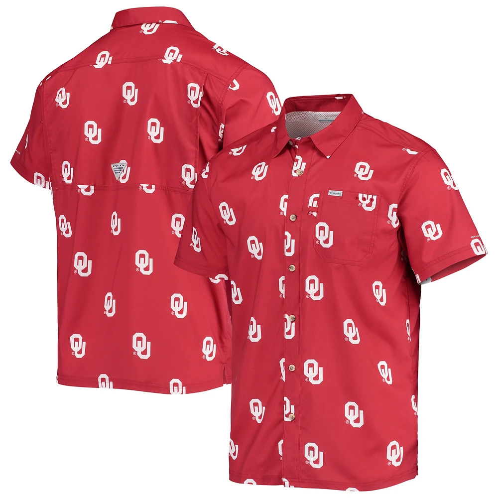 Chemise boutonnée omnicolore Columbia Crimson Oklahoma Sooners Super Slack Tide pour homme