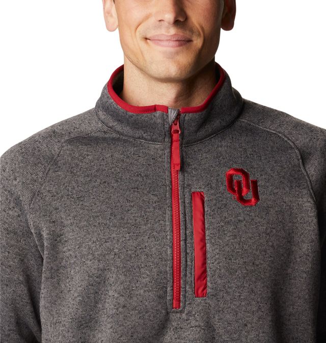 Haut à demi-zip raglan Columbia Oklahoma Sooners Canyon Point gris pour homme