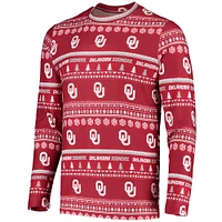 Men's Concepts Sport Crimson Oklahoma Sooners Ugly Sweater Knit Long Sleeve Top and Pant Set