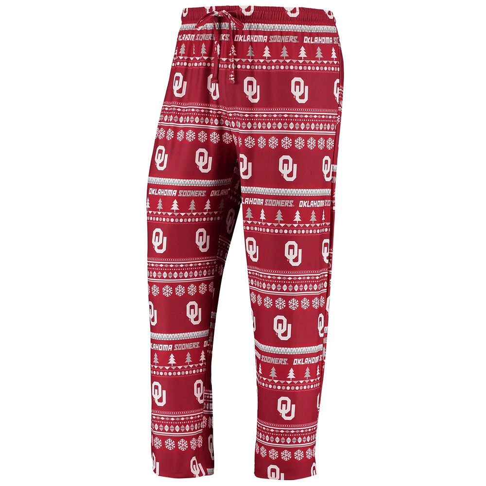 Men's Concepts Sport Crimson Oklahoma Sooners Ugly Sweater Knit Long Sleeve Top and Pant Set