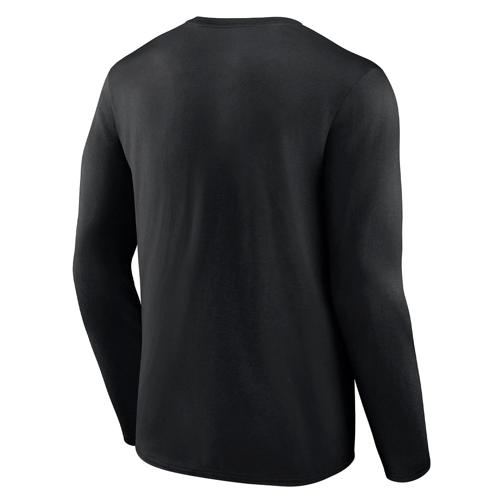Men's Fanatics Black Oklahoma Sooners Double Time 2-Hit Long Sleeve T-Shirt