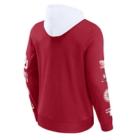 Men's Fanatics  Crimson/White Oklahoma Sooners Color Block Badge Fleece Pullover Hoodie